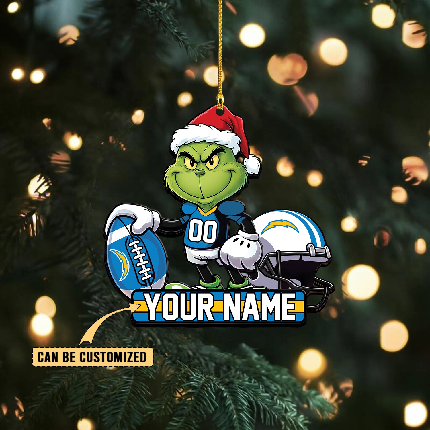 Sportswearmerch Los Angeles Chargers NFL The Grinch x Christmas Acrylic Ornament Gift For Fan