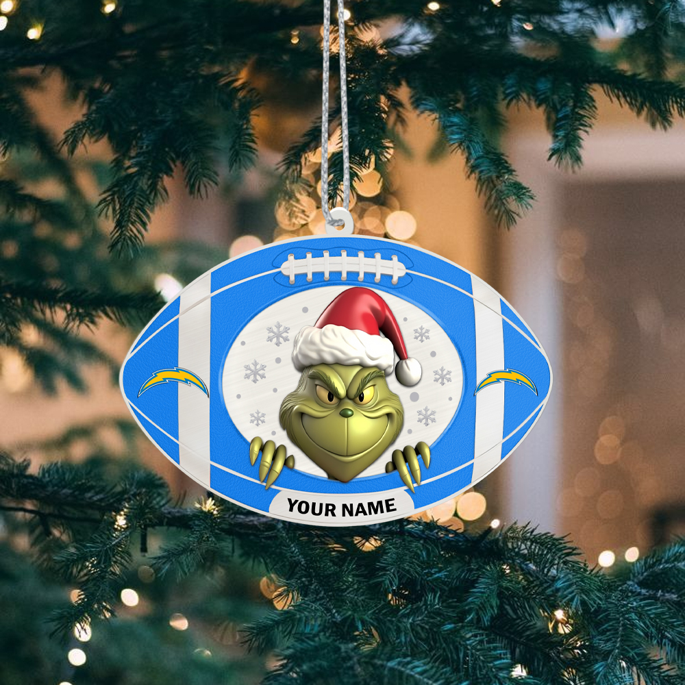Sportswearmerch Los Angeles Chargers NFL The Grinch x Christmas Acrylic Ornament Gift For Fan