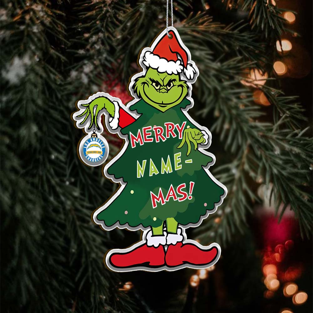 Sportswearmerch Los Angeles Chargers NFL The Grinch x Christmas Acrylic Ornament Gift For Fan