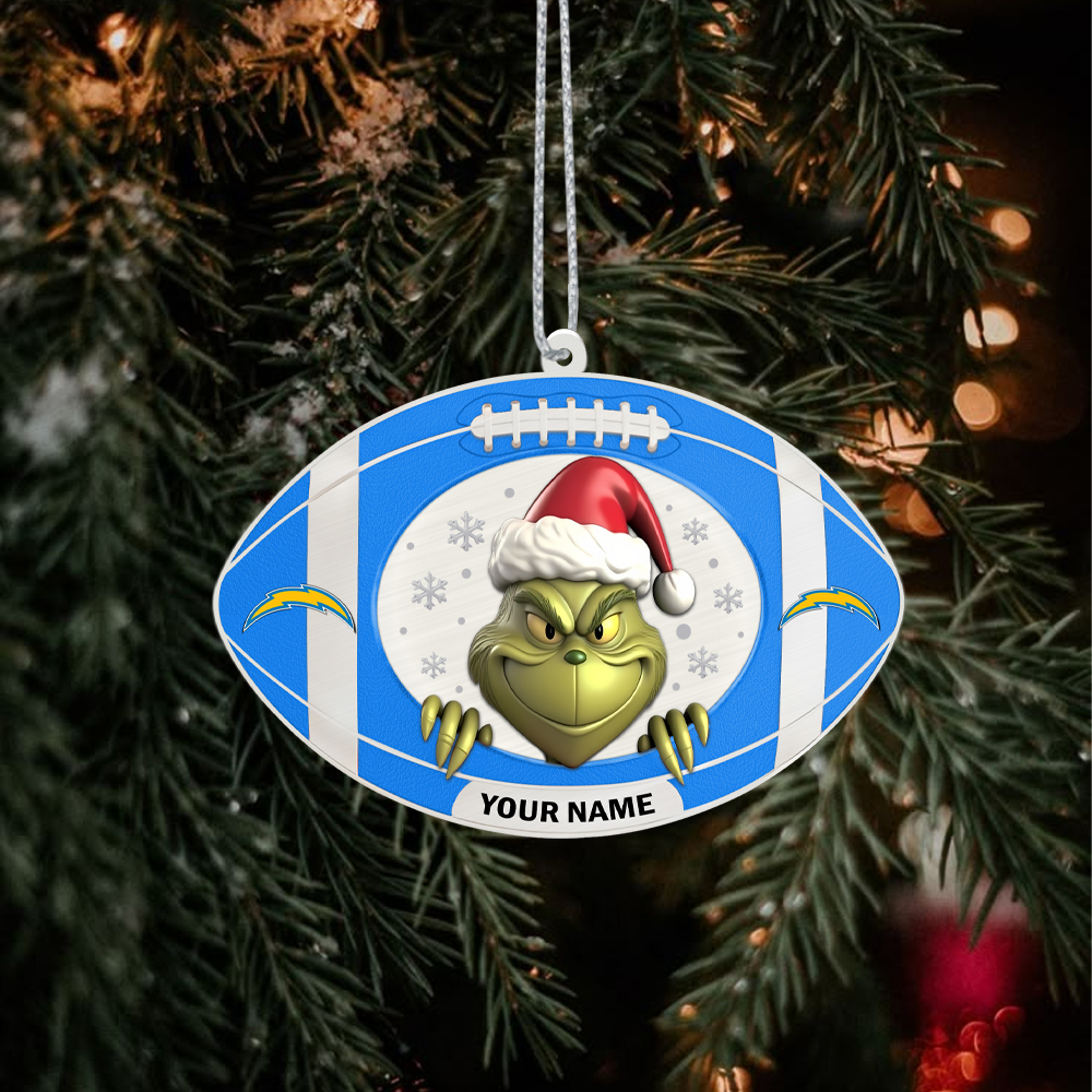 Sportswearmerch Los Angeles Chargers NFL The Grinch x Christmas Acrylic Ornament Gift For Fan