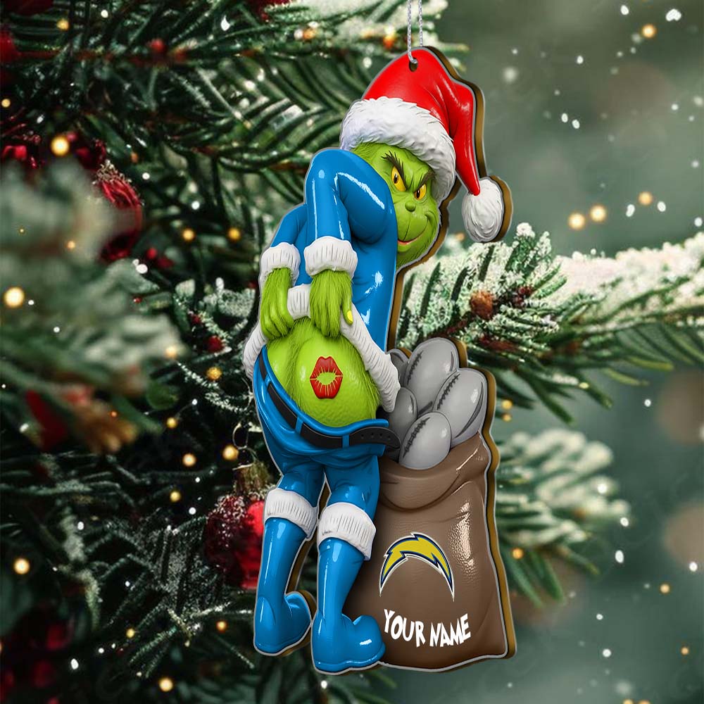 Sportswearmerch Los Angeles Chargers NFL The Grinch x Christmas Acrylic Ornament Gift For Fan