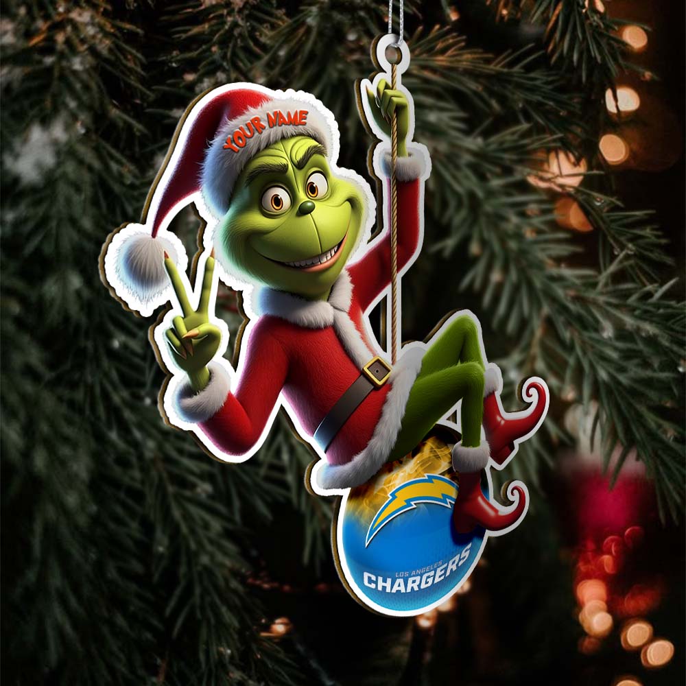 Sportswearmerch Los Angeles Chargers NFL The Grinch x Christmas Acrylic Ornament Gift For Fan