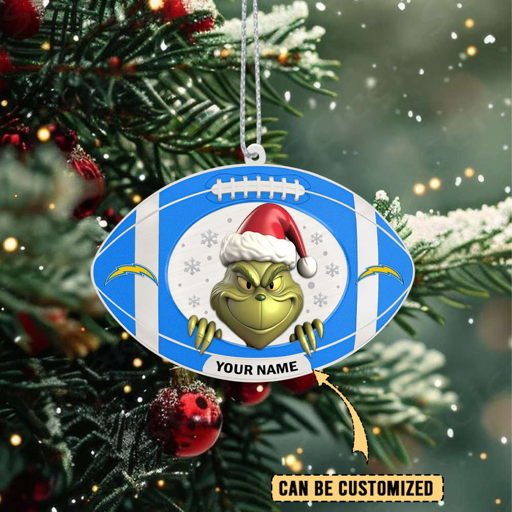 Sportswearmerch Los Angeles Chargers NFL The Grinch x Christmas Acrylic Ornament Gift For Fan