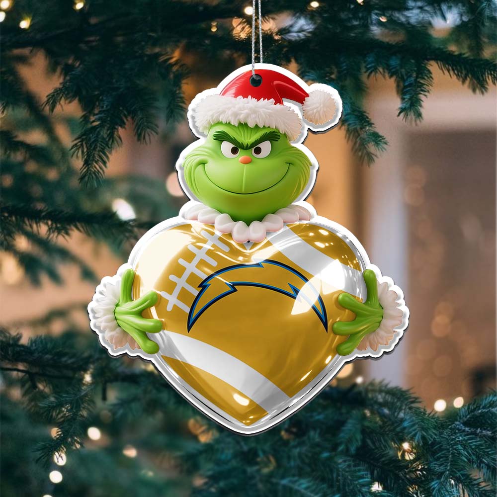 Sportswearmerch Los Angeles Chargers NFL The Grinch x Christmas Acrylic Ornament Gift For Fan
