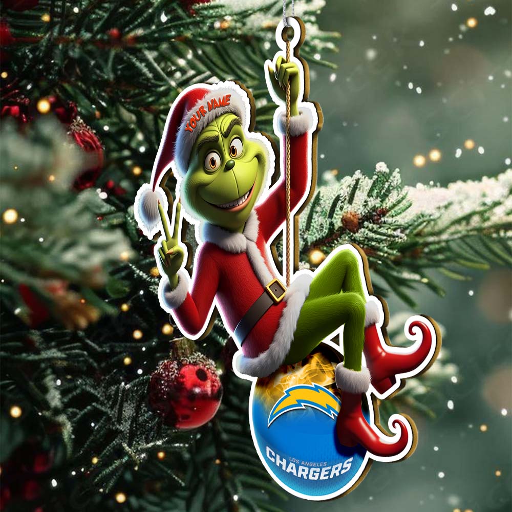 Sportswearmerch Los Angeles Chargers NFL The Grinch x Christmas Acrylic Ornament Gift For Fan
