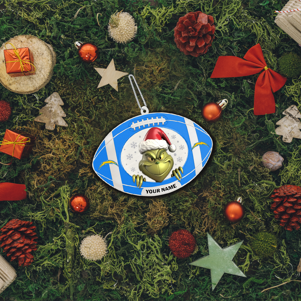 Sportswearmerch Los Angeles Chargers NFL The Grinch x Christmas Acrylic Ornament Gift For Fan