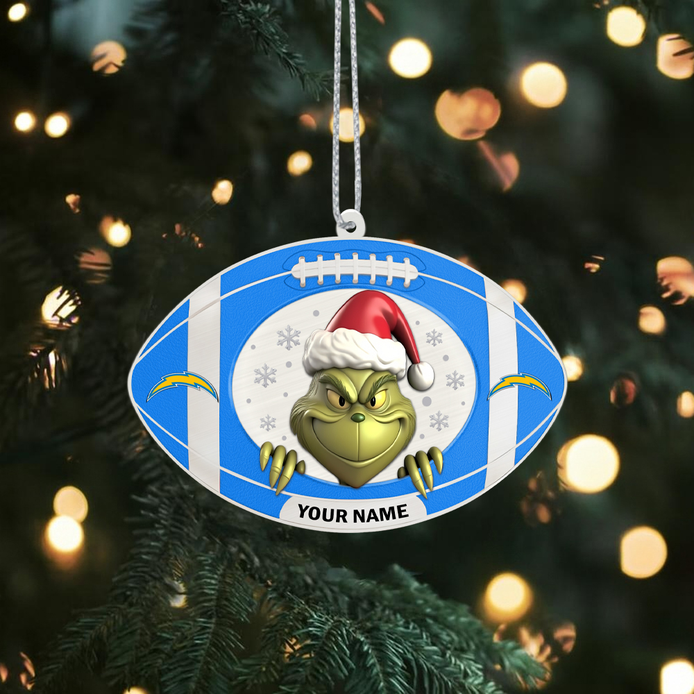 Sportswearmerch Los Angeles Chargers NFL The Grinch x Christmas Acrylic Ornament Gift For Fan