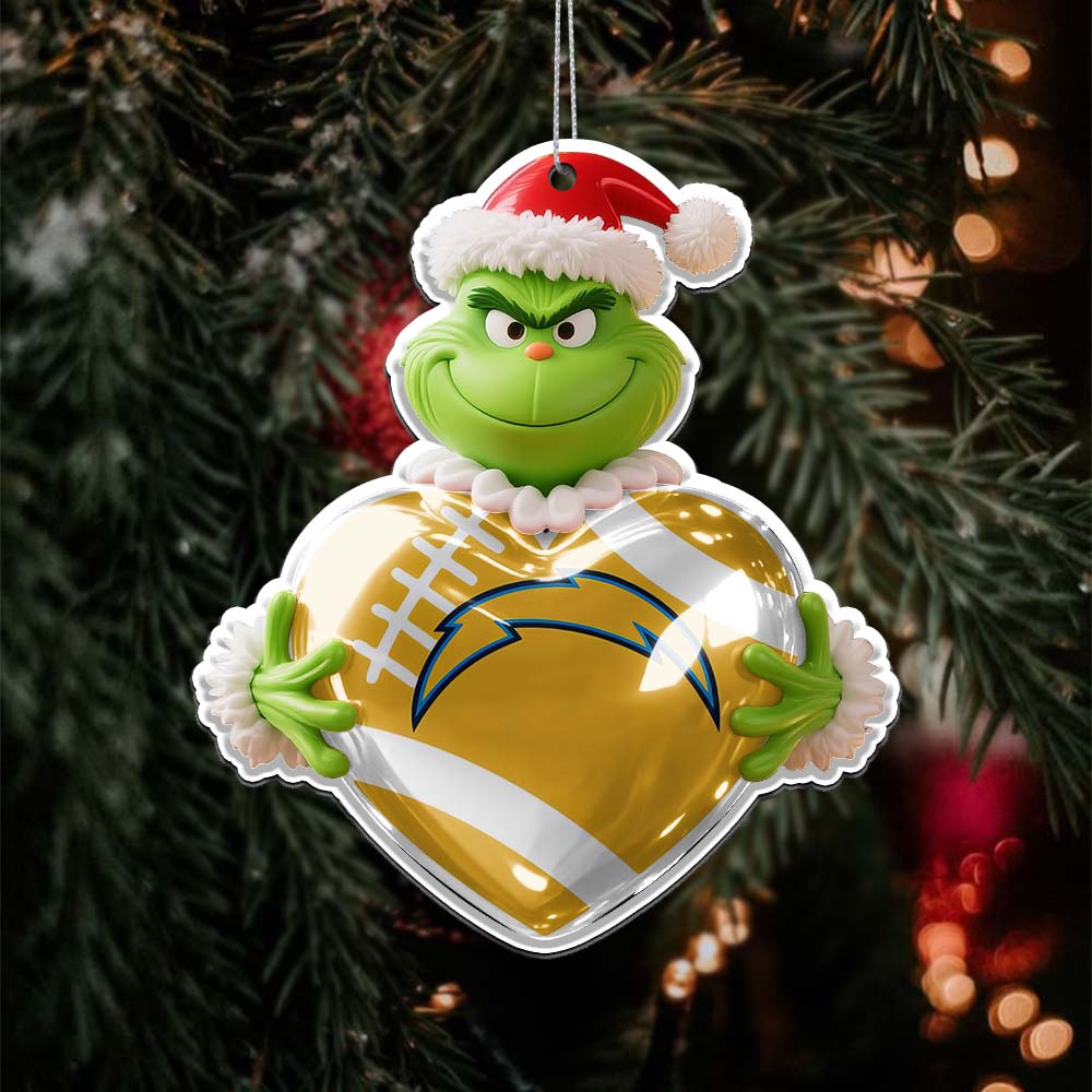 Sportswearmerch Los Angeles Chargers NFL The Grinch x Christmas Acrylic Ornament Gift For Fan