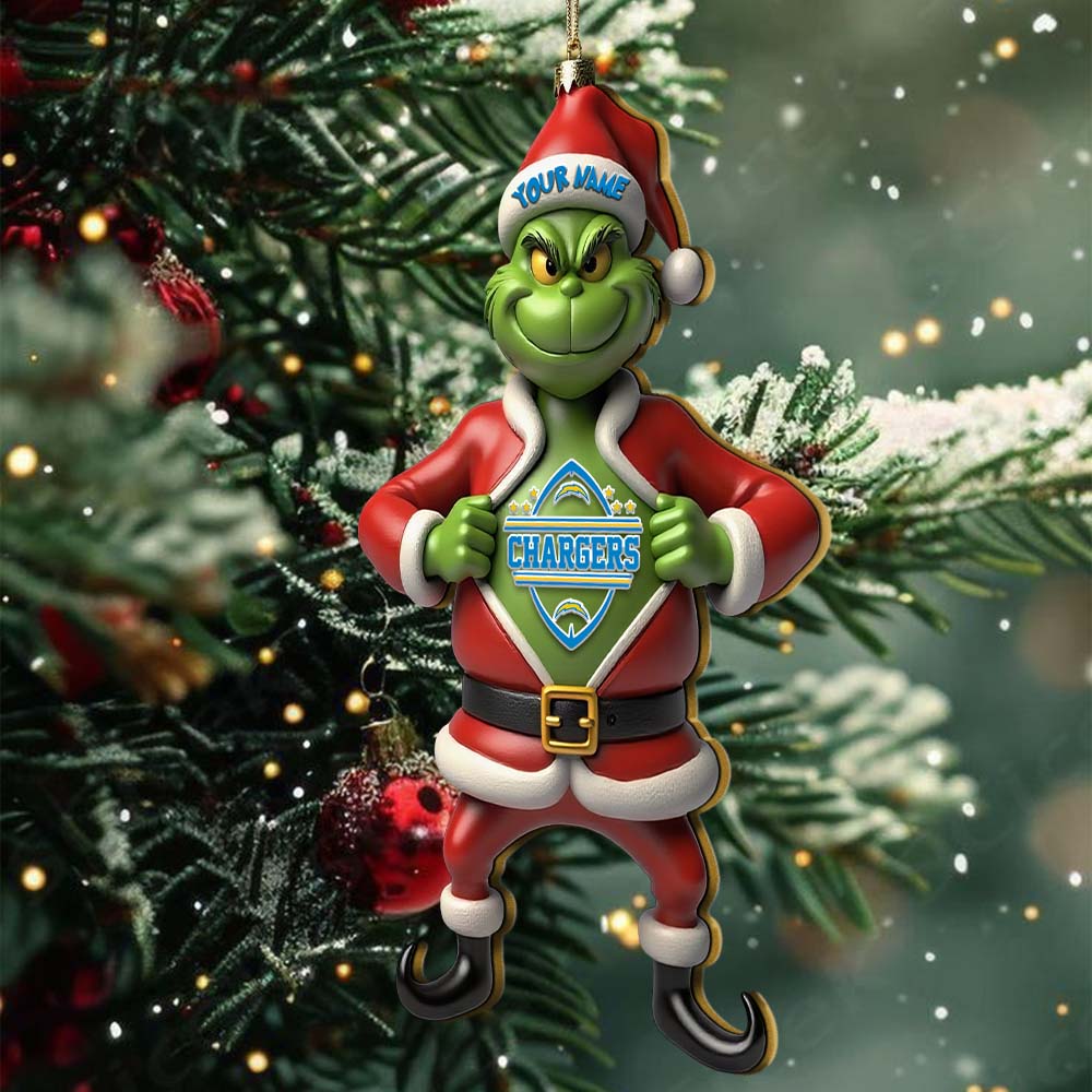 Sportswearmerch Los Angeles Chargers NFL The Grinch x Christmas Acrylic Ornament Gift For Fan