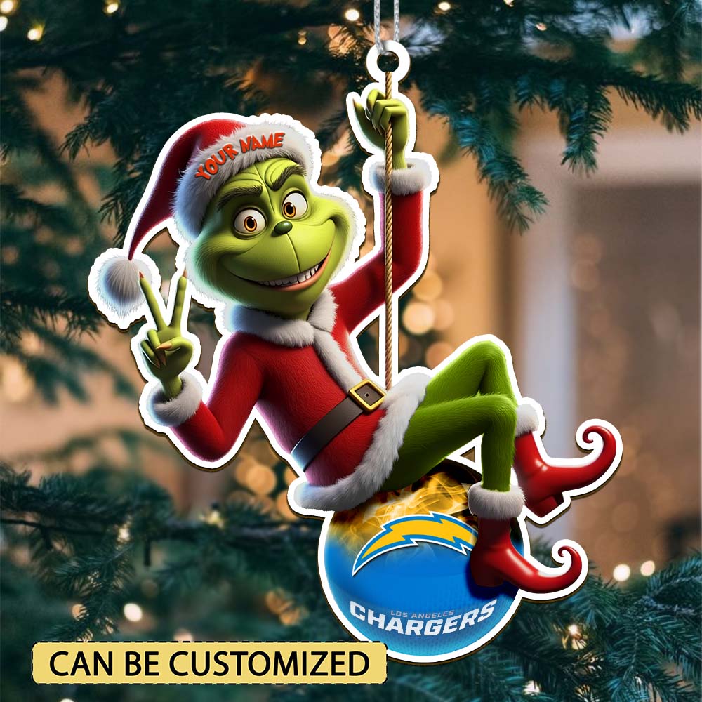 Sportswearmerch Los Angeles Chargers NFL The Grinch x Christmas Acrylic Ornament Gift For Fan