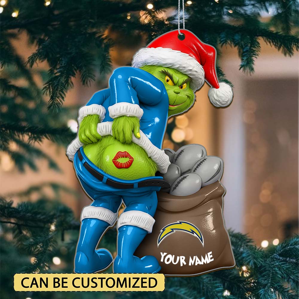 Sportswearmerch Los Angeles Chargers NFL The Grinch x Christmas Acrylic Ornament Gift For Fan