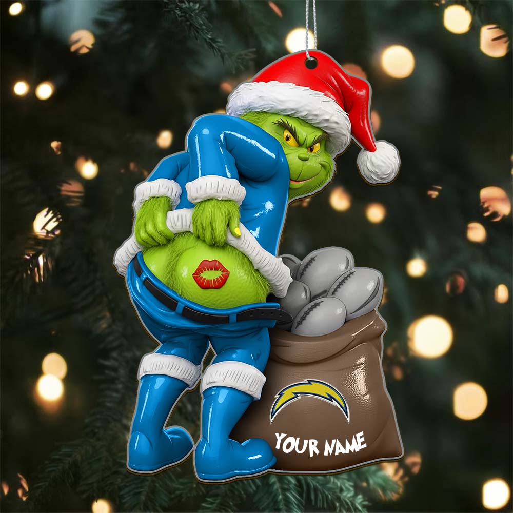 Sportswearmerch Los Angeles Chargers NFL The Grinch x Christmas Acrylic Ornament Gift For Fan