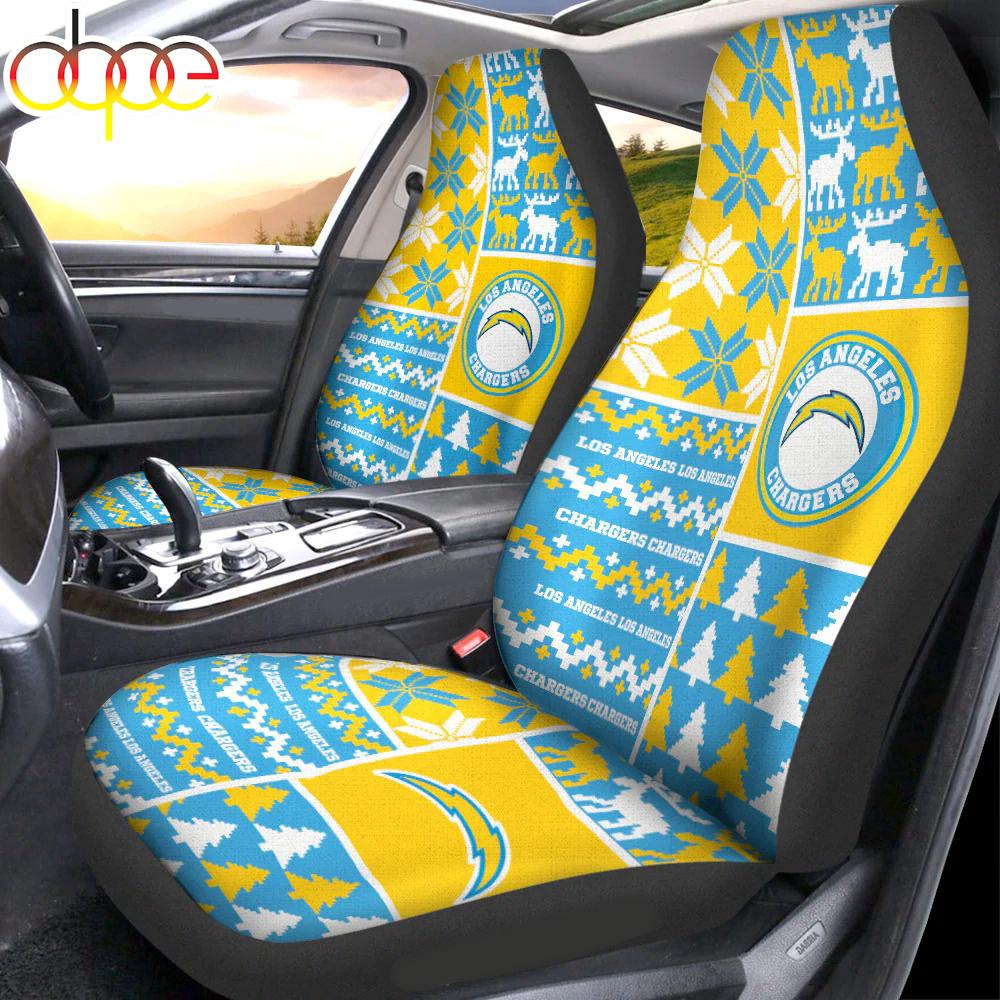 Sportswearmerch Los Angeles Chargers NFL Ugly Christmas Car Seat Covers For Fan