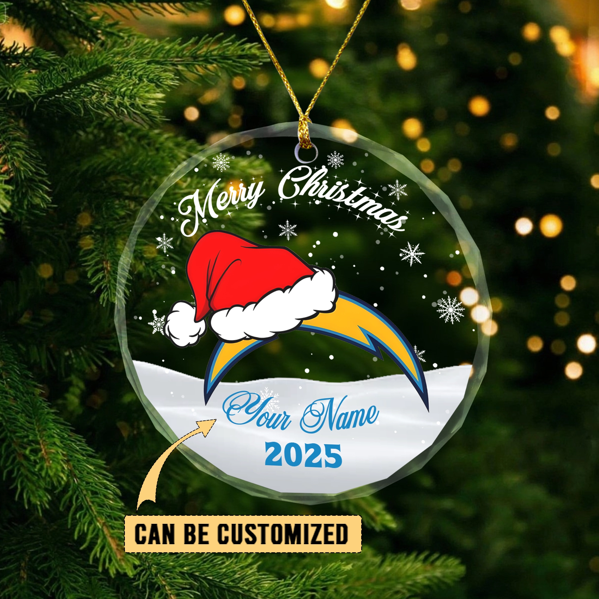 Sportswearmerch Los Angeles Chargers NFL x Christmas Glass Ornament Gift For Fan