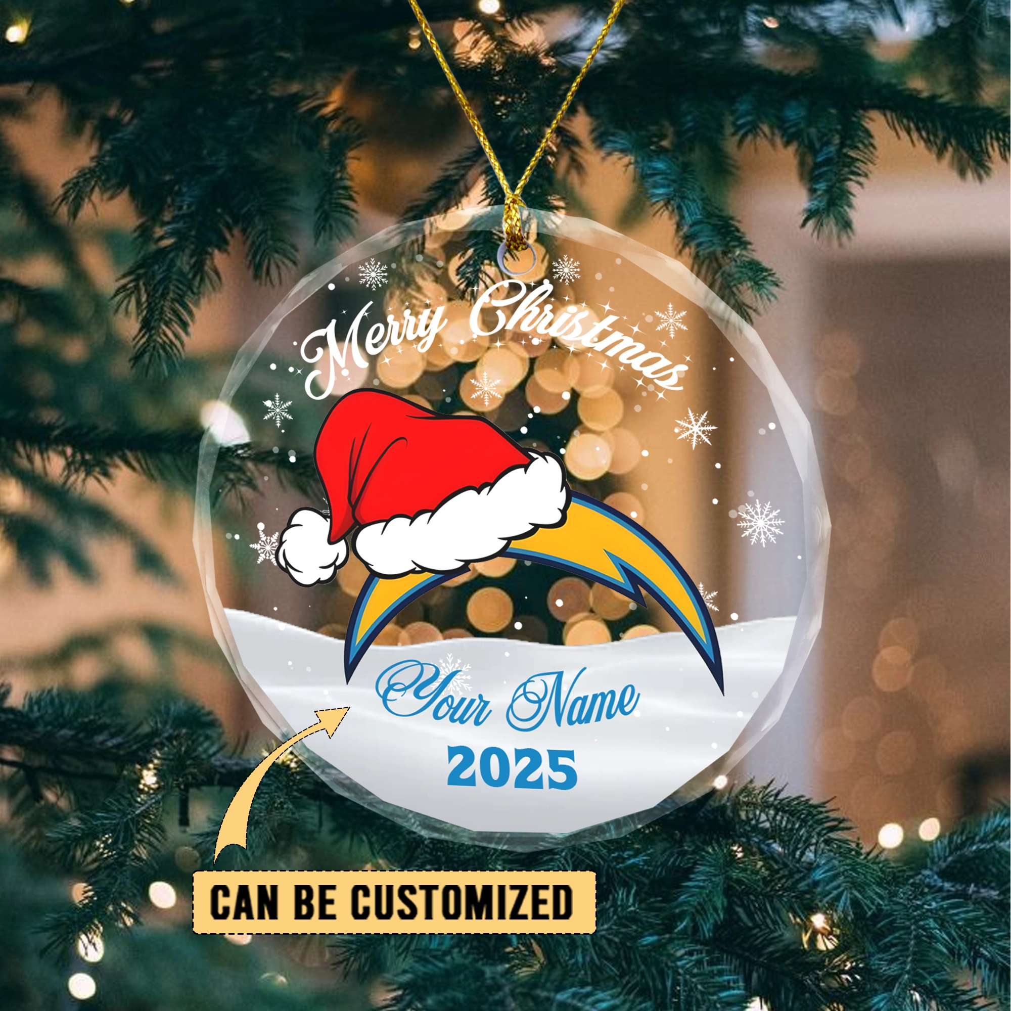 Sportswearmerch Los Angeles Chargers NFL x Christmas Glass Ornament Gift For Fan