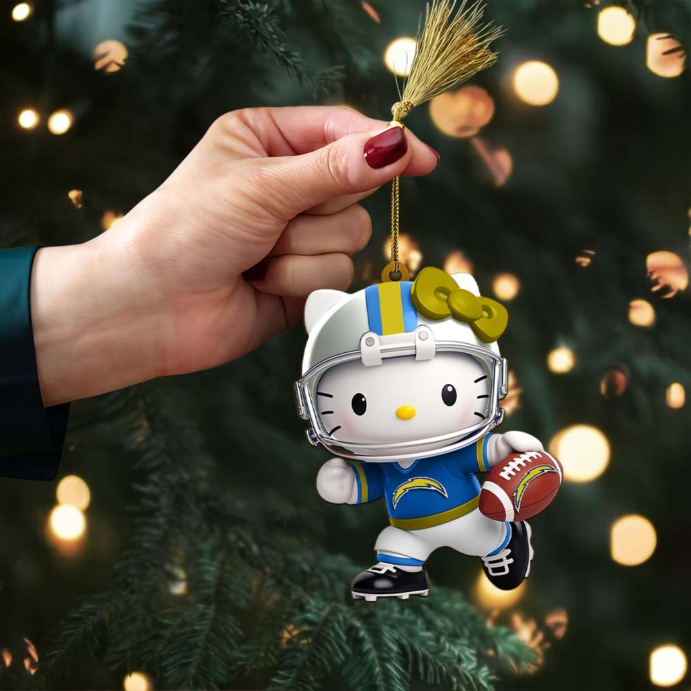 Sportswearmerch Los Angeles Chargers NFL x Hello Kitty Personalized Acrylic Ornament Gift For Fans