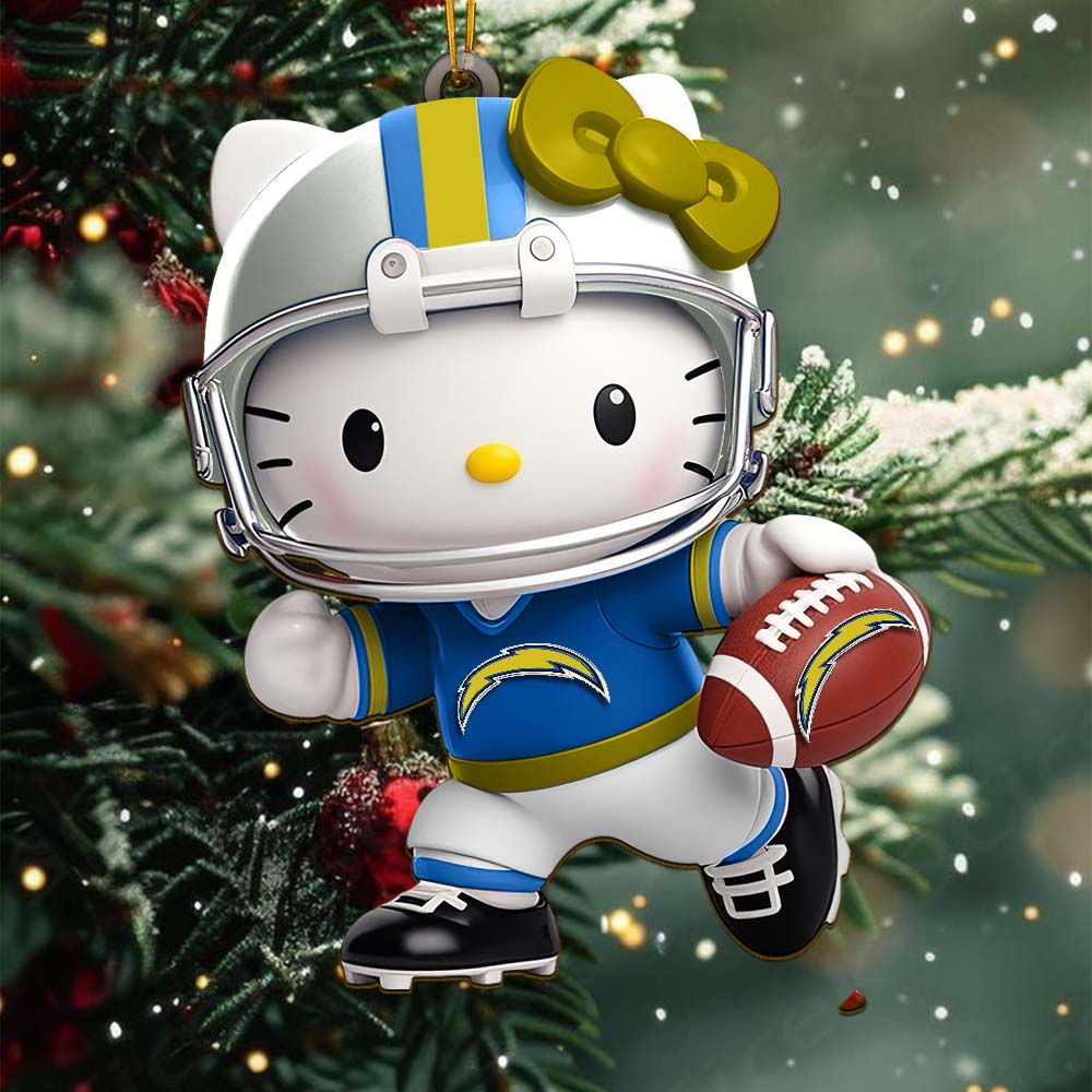 Sportswearmerch Los Angeles Chargers NFL x Hello Kitty Personalized Acrylic Ornament Gift For Fans