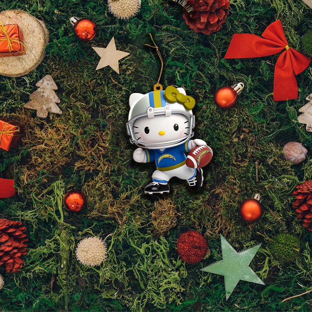 Sportswearmerch Los Angeles Chargers NFL x Hello Kitty Personalized Acrylic Ornament Gift For Fans
