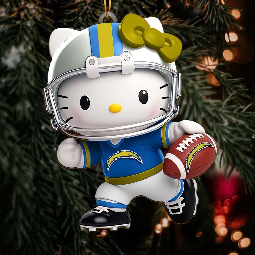 Sportswearmerch Los Angeles Chargers NFL x Hello Kitty Personalized Acrylic Ornament Gift For Fans