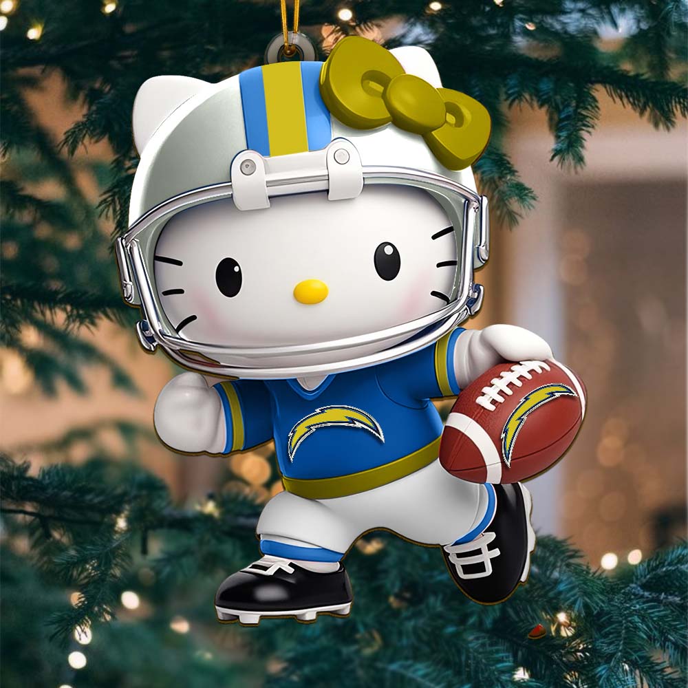 Sportswearmerch Los Angeles Chargers NFL x Hello Kitty Personalized Acrylic Ornament Gift For Fans