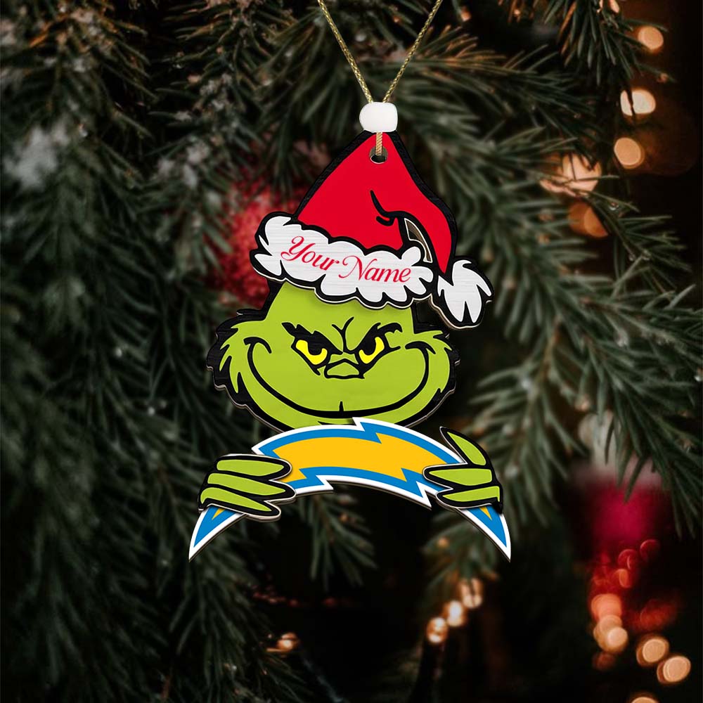 Sportswearmerch Los Angeles Chargers NFL x The Grinch Christmas Acrylic Ornament Gift For Fans