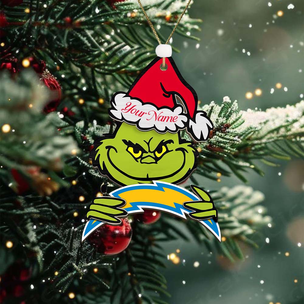 Sportswearmerch Los Angeles Chargers NFL x The Grinch Christmas Acrylic Ornament Gift For Fans