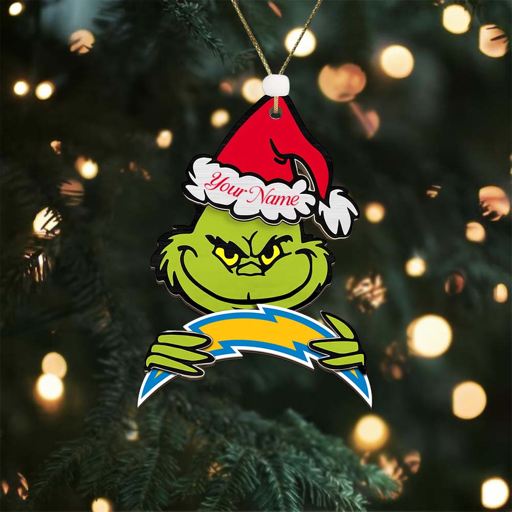 Sportswearmerch Los Angeles Chargers NFL x The Grinch Christmas Acrylic Ornament Gift For Fans
