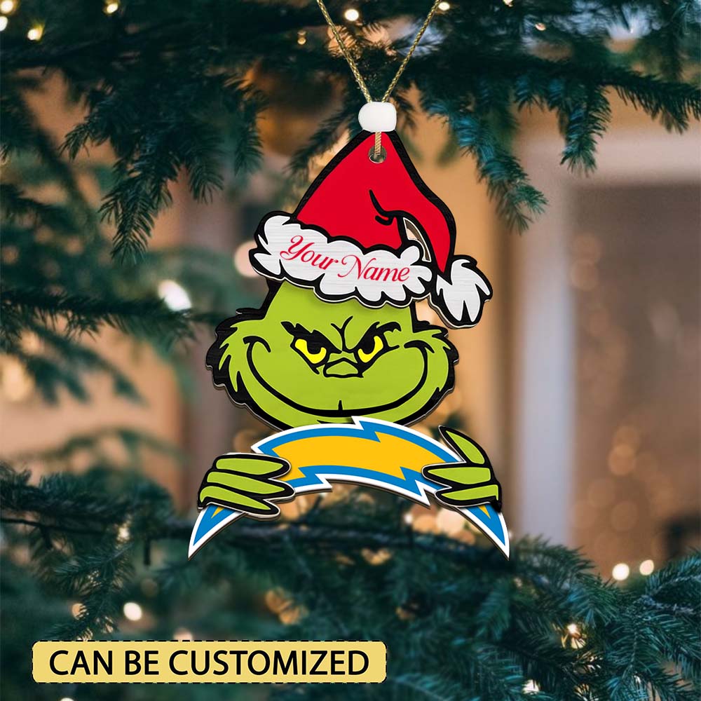 Sportswearmerch Los Angeles Chargers NFL x The Grinch Christmas Acrylic Ornament Gift For Fans