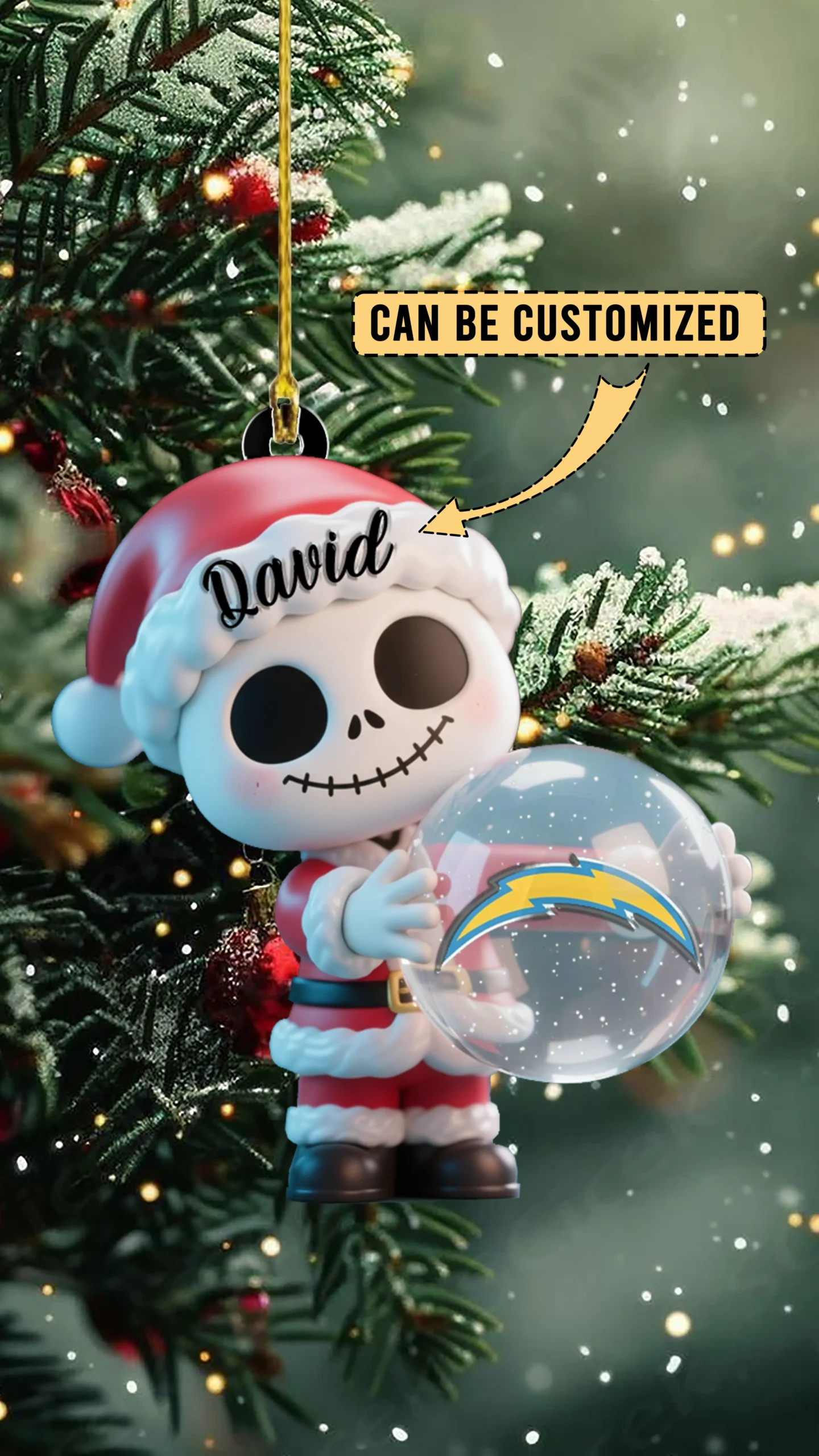 Sportswearmerch Los Angeles Chargers NFL x The Nightmare Before Christmas Acrylic Ornament Gift For Fans