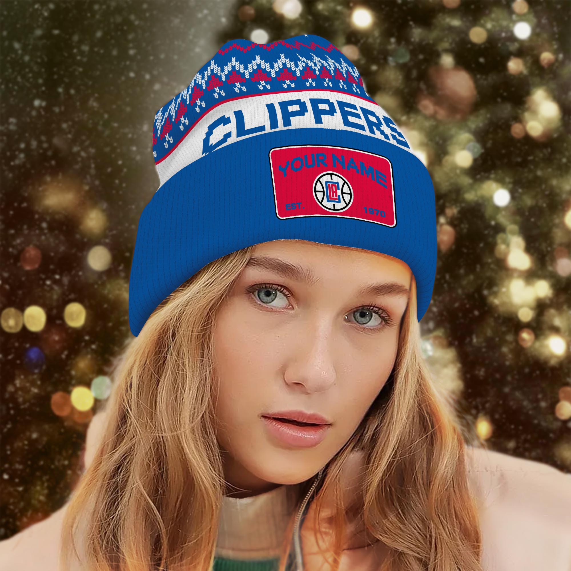 Sportswearmerch Los Angeles Clippers NBA Christmas Beanie Hat For Fan