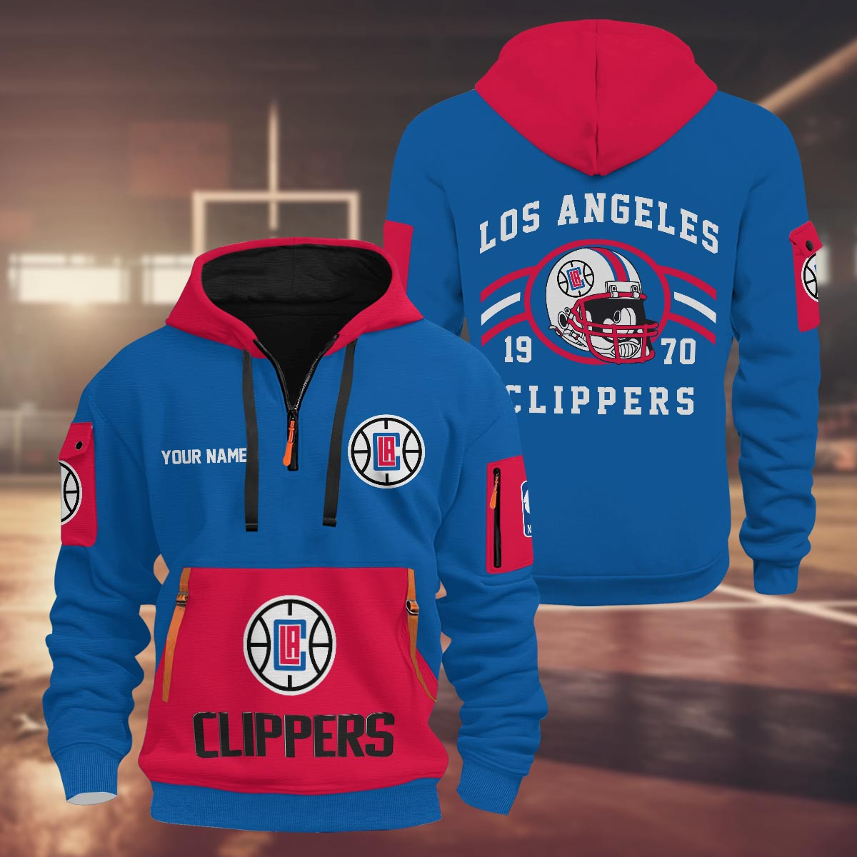 Sportswearmerch Los Angeles Clippers NBA Half Zip Hoodie Personalized For Fan