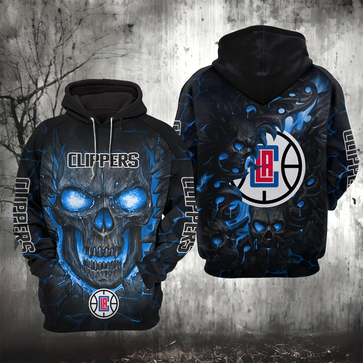 Sportswearmerch Los Angeles Clippers NBA Lava Skull Hoodie For Fan