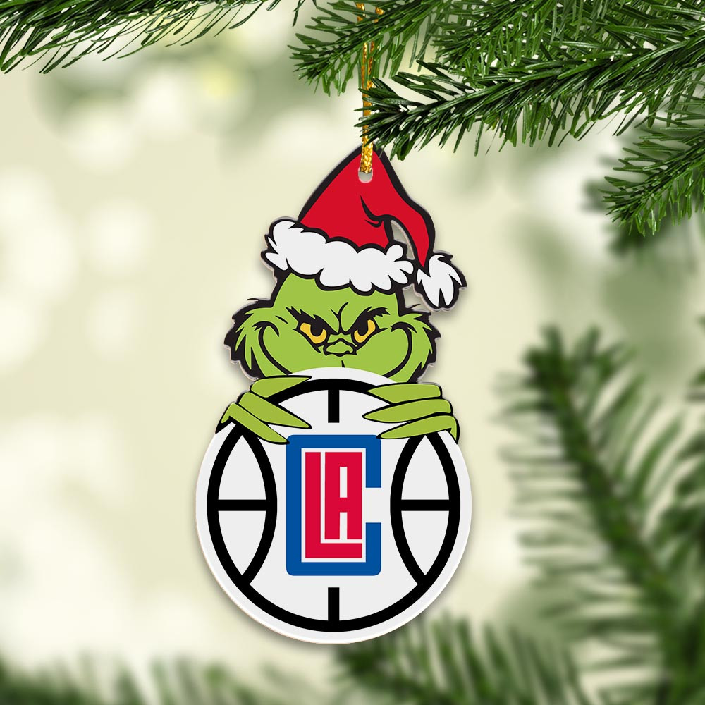 Sportswearmerch Los Angeles Clippers NBA x Grinch Christmas Acrylic Ornament For Fans