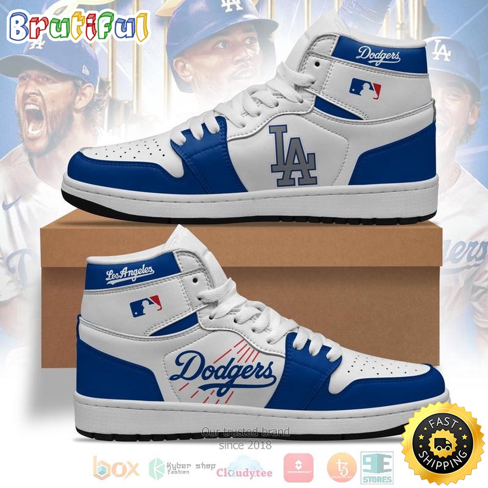 Sportswearmerch Los Angeles Dodgers MLB AJ1 High Sneakers Shoes For Men And Women