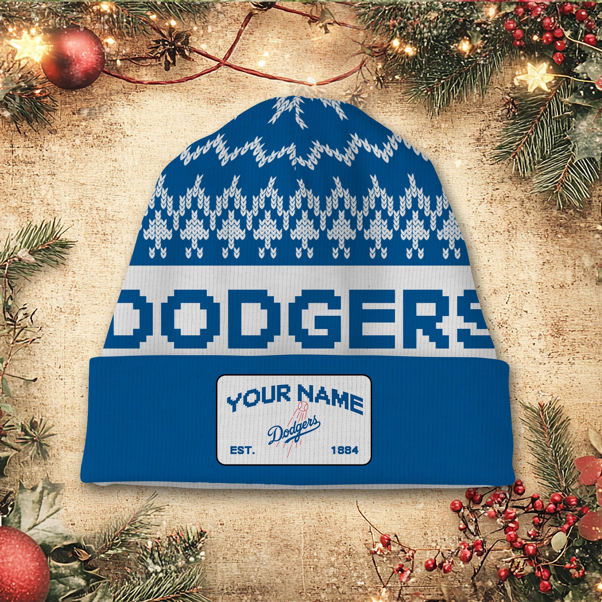 Sportswearmerch Los Angeles Dodgers MLB Christmas Beanie Hat For Fan