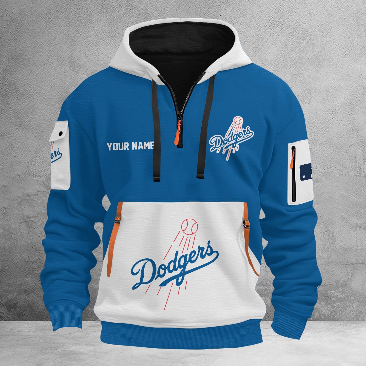 Sportswearmerch Los Angeles Dodgers MLB Half Zip Hoodie Personalized For Fan