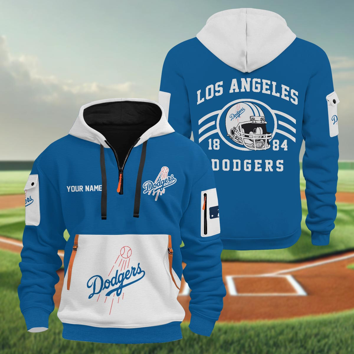 Sportswearmerch Los Angeles Dodgers MLB Half Zip Hoodie Personalized For Fan