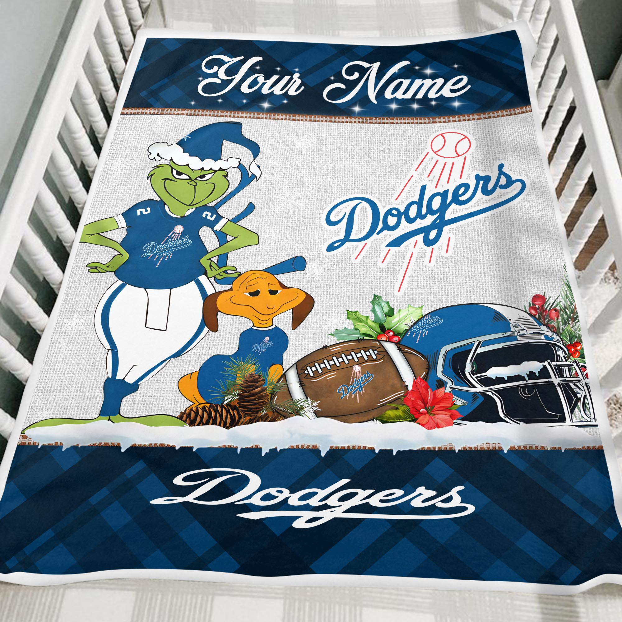 Sportswearmerch Los Angeles Dodgers MLB x Grinch Christmas Fleece Blanket For Fan