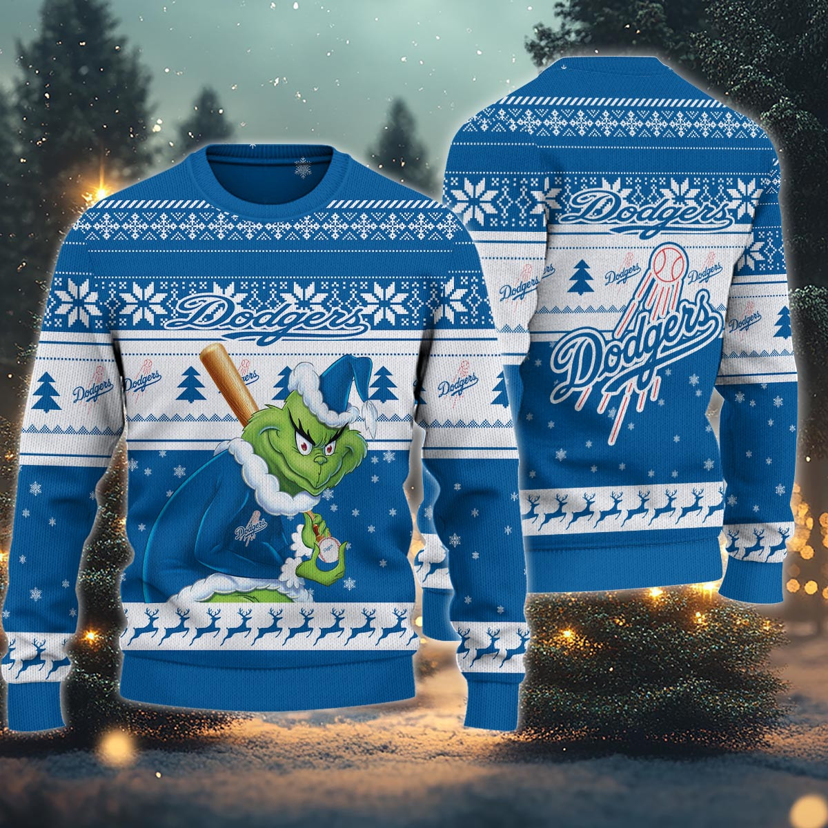 Sportswearmerch Los Angeles Dodgers MLB x Grinch Christmas Ugly Sweater For Fans