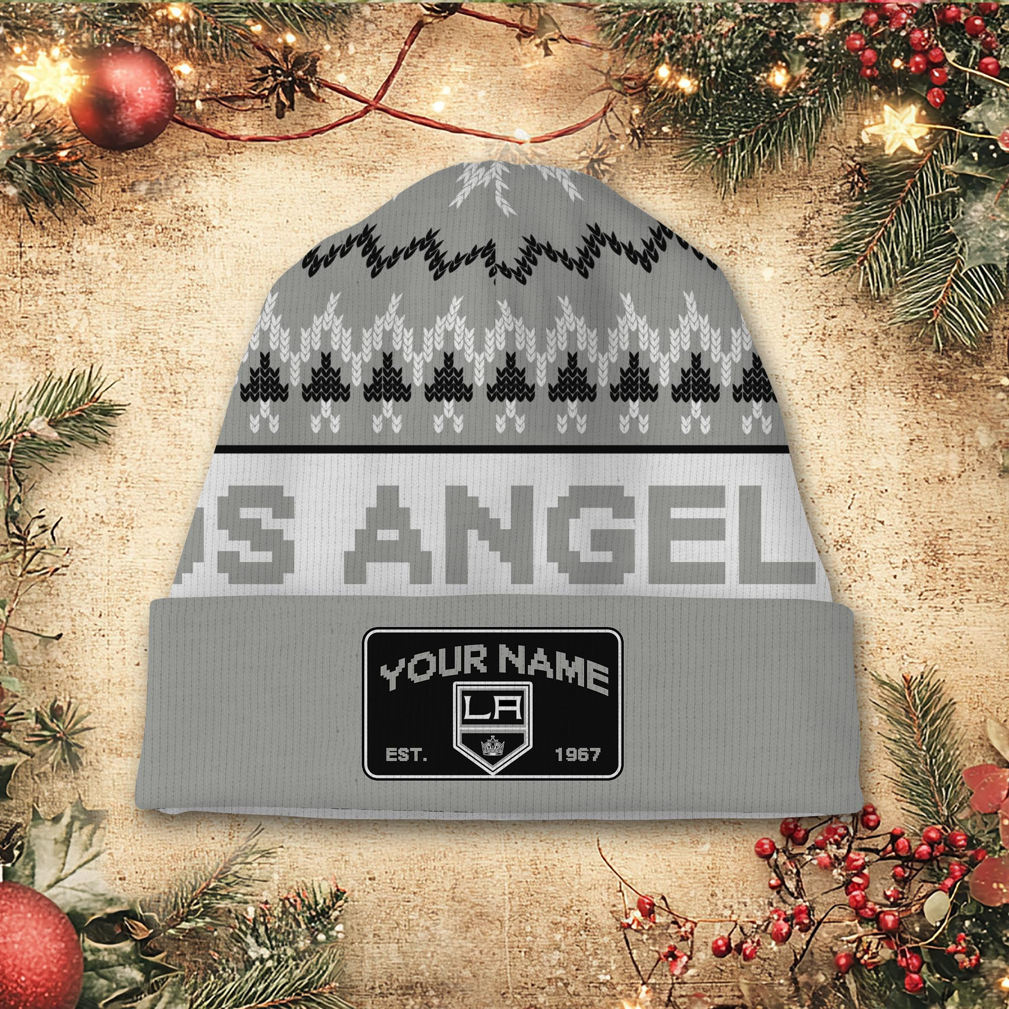 Sportswearmerch Los Angeles Kings NHL Christmas Beanie Hat For Fan