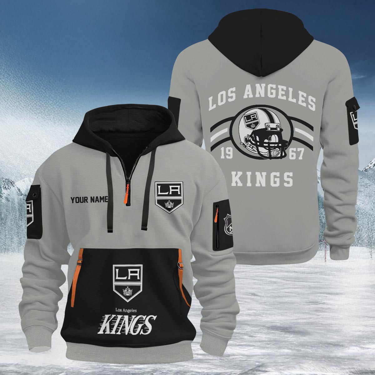 Sportswearmerch Los Angeles Kings NHL Half Zip Hoodie Personalized For Fan