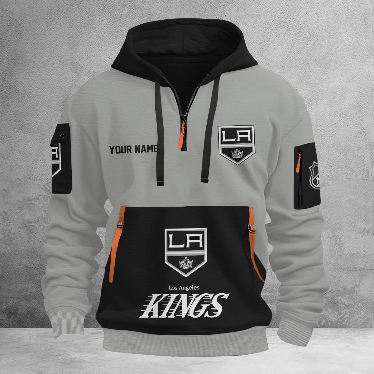 Sportswearmerch Los Angeles Kings NHL Half Zip Hoodie Personalized For Fan