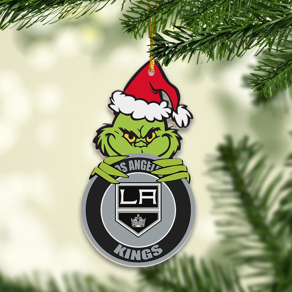 Sportswearmerch Los Angeles Kings NHL x Grinch Christmas Acrylic Ornament For Fans