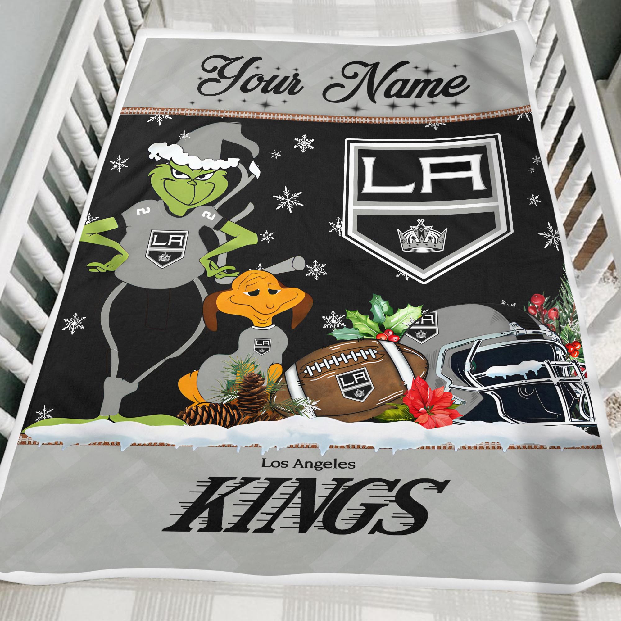 Sportswearmerch Los Angeles Kings NHL x Grinch Christmas Fleece Blanket For Fan
