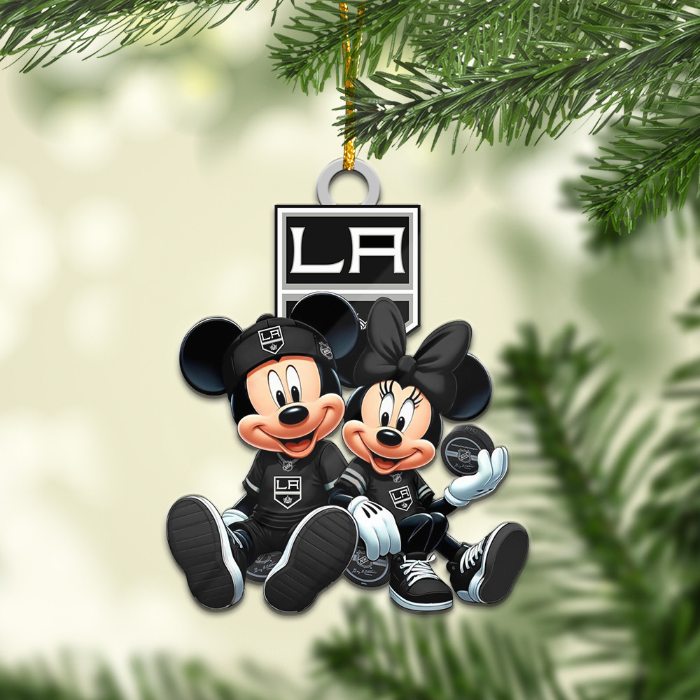 Sportswearmerch Los Angeles Kings NHL x Mickey and Minnie Mouse Personalized Acrylic Ornament For Fans