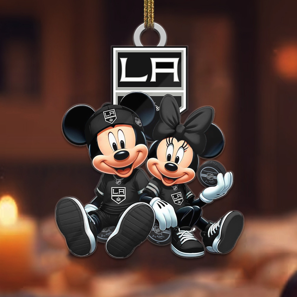 Sportswearmerch Los Angeles Kings NHL x Mickey and Minnie Mouse Personalized Acrylic Ornament For Fans