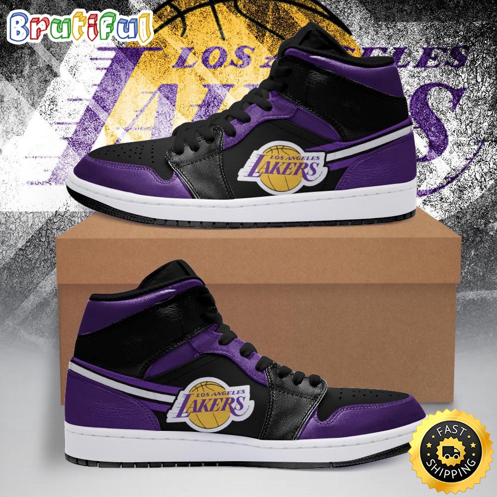 Sportswearmerch Los Angeles Lakers NBA AJ1 High Sneakers Shoes For Men And Women