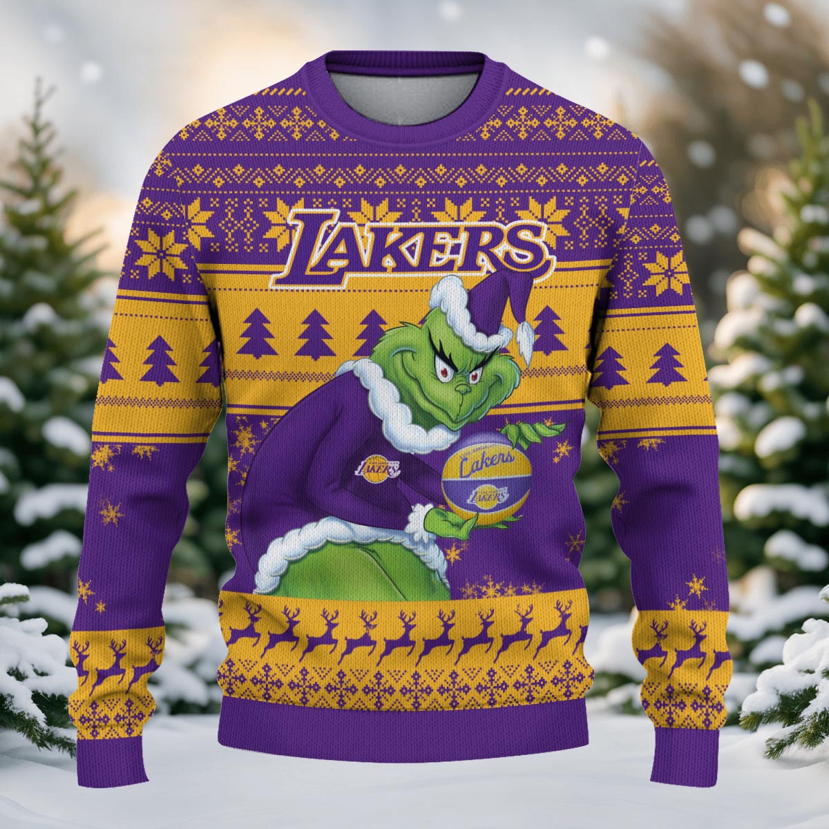 Sportswearmerch Los Angeles Lakers NBA x Grinch Christmas Ugly Sweater For Fans