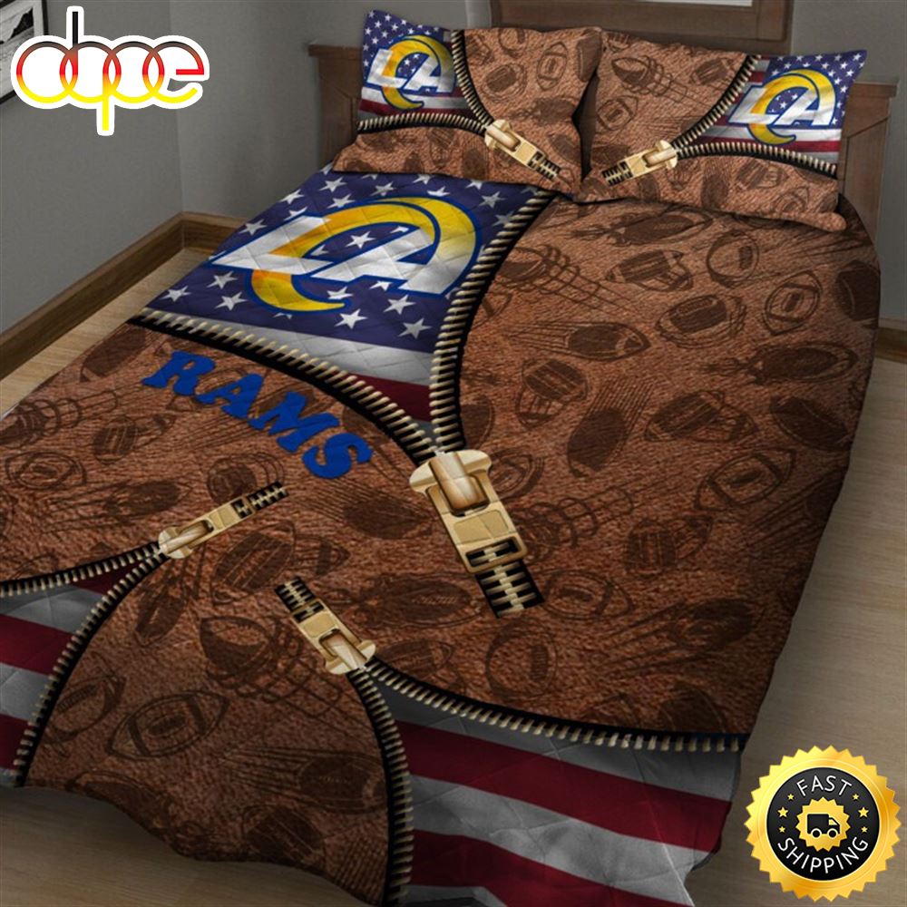 Sportswearmerch Los Angeles Rams NFL American Flag Bedding Set For Fan