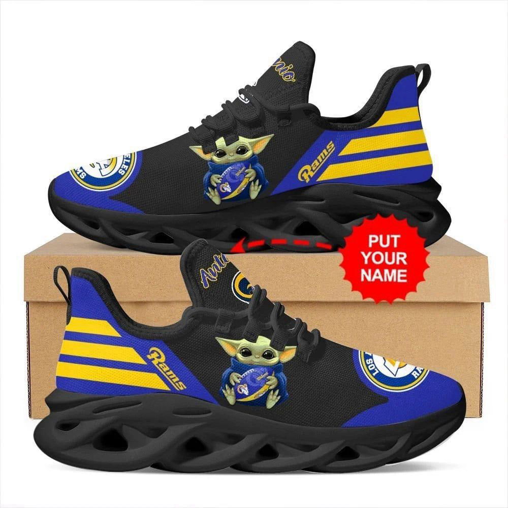 Sportswearmerch Los Angeles Rams NFL Baby Yoda Hug Max Soul Shoes Sneakers For Men And Women